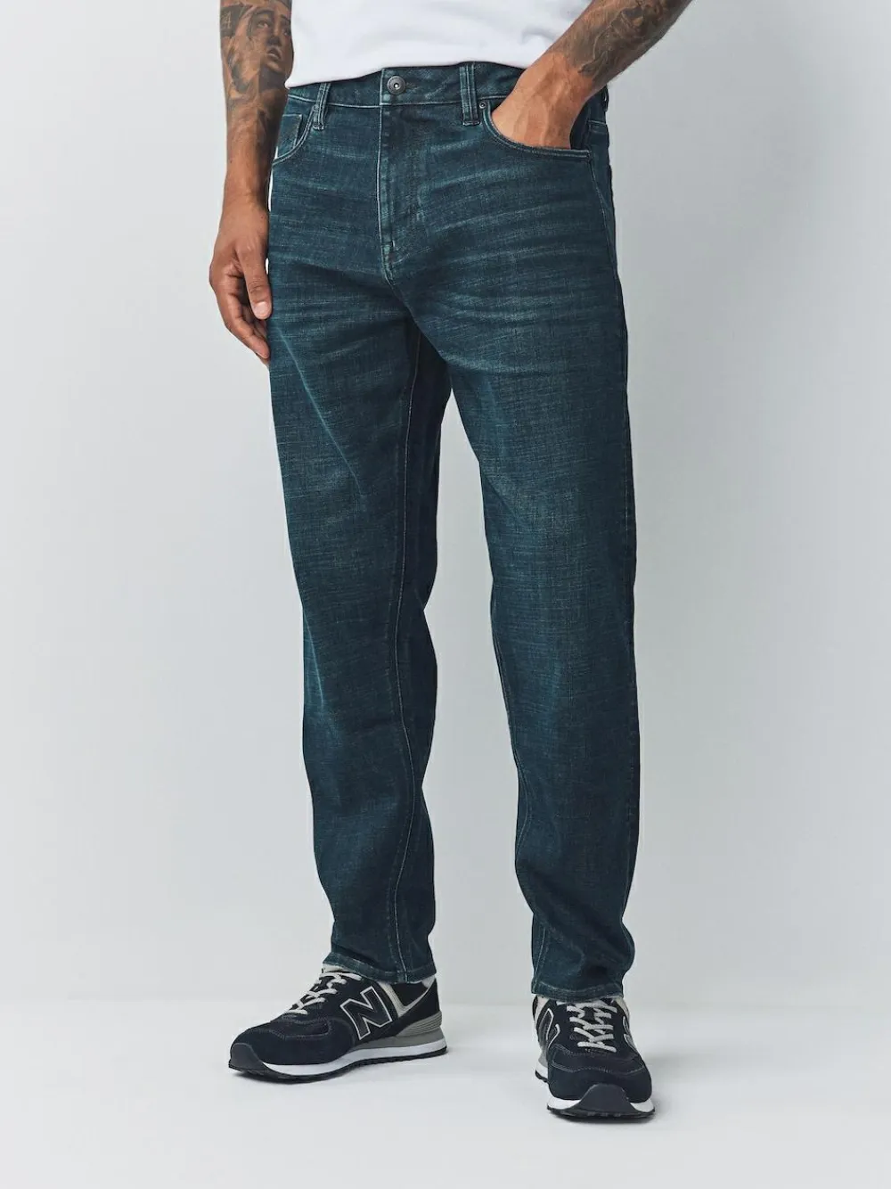 Next Denim Dark Blue Regular Tapered Fit Motionflex Jeans^ Jeans|Jeans