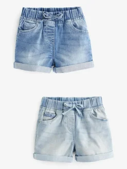 Next Denim Dark Wash 2 Pack Elasticated Waist Shorts (3mths-10yrs)^ Nightwear|Shorts