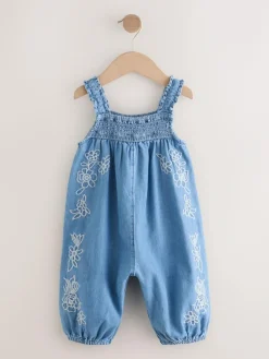 Sale Next Denim Embroidered 100% Cotton Playsuit (3mths-7yrs)