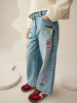 Hot Next Denim Embroidery Wide Leg Jeans (3-16yrs)