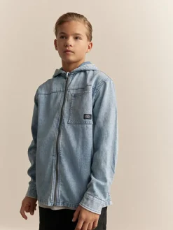 Discount Next Overshirt 100% Cotton Zip Through Hoodie (3-16yrs) Denim Lightwash