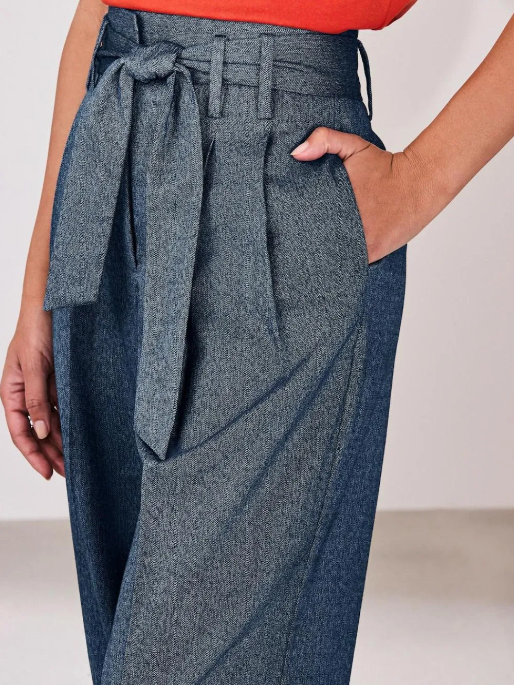 Clearance Next Denim Look Superwide Belted Trousers