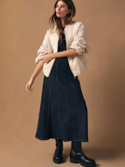 Next Denim Rinse Full Seamed Midi Skirt^Women Skirts