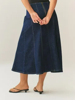 Best Next Denim Rinse Hourglass Full Seamed Midi Skirt