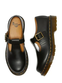 Hot Dr. Martens Black Polley Smooth Leather Shoes
