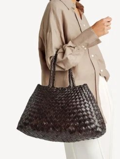 Outlet Dragon Diffusion Santa Croce Large Woven Bag Dark Brown