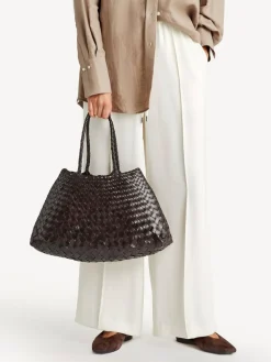 Outlet Dragon Diffusion Santa Croce Large Woven Bag Dark Brown