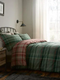 Best Dreams & Drapes Green Bennet Check Brushed Cotton Duvet Cover Set