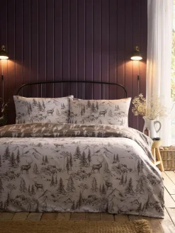 Best Dreams & Drapes Natural Alpine Stag Brushed Cotton Duvet Cover Set