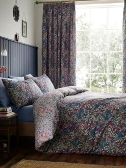 Dreams & Drapes Navy Bessie Reversible Duvet Cover Set^ Branded Bedlinen