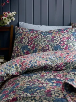 Dreams & Drapes Navy Bessie Reversible Duvet Cover Set^ Branded Bedlinen