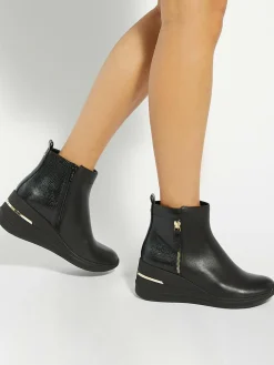 Dune London Black Everyone Side Zip Wedge Sport Trainers^Women Sneakers