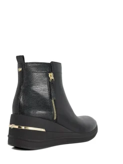 Dune London Black Everyone Side Zip Wedge Sport Trainers^Women Sneakers