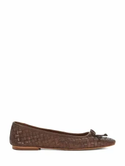 Dune London Brown Heat Woven Ballerina Shoes^Women Flats