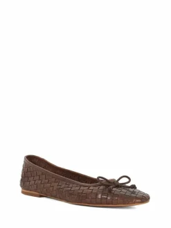 Dune London Brown Heat Woven Ballerina Shoes^Women Flats