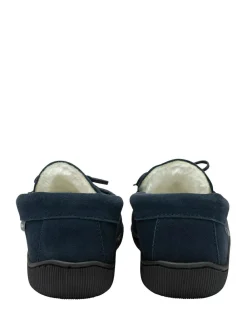 Sale Dunlop Blue Mens Faux Fur Lined Leather Moccasin Slippers