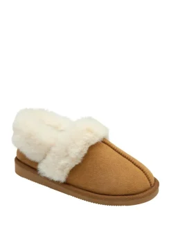 Dunlop Faux Suede Collar Full Slippers^Women Slippers