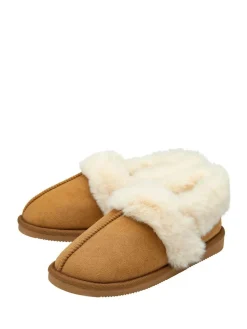 Dunlop Faux Suede Collar Full Slippers^Women Slippers