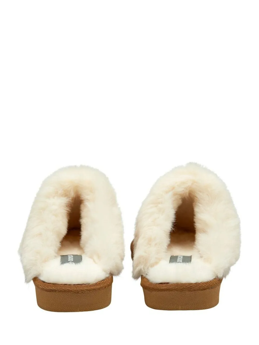 Outlet Dunlop Faux Suede Mule Slippers Fur Collar Brown