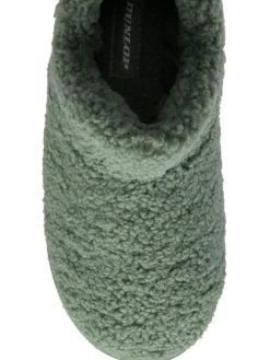 New Dunlop Faux Fur Full Slippers Green