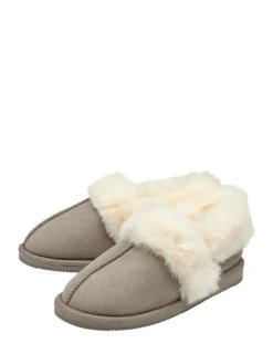 Dunlop Faux Suede Collar Full Slippers^Women Slippers