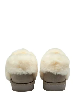 Dunlop Faux Suede Collar Full Slippers^Women Slippers