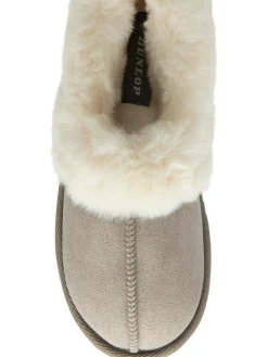 Dunlop Faux Suede Collar Full Slippers^Women Slippers