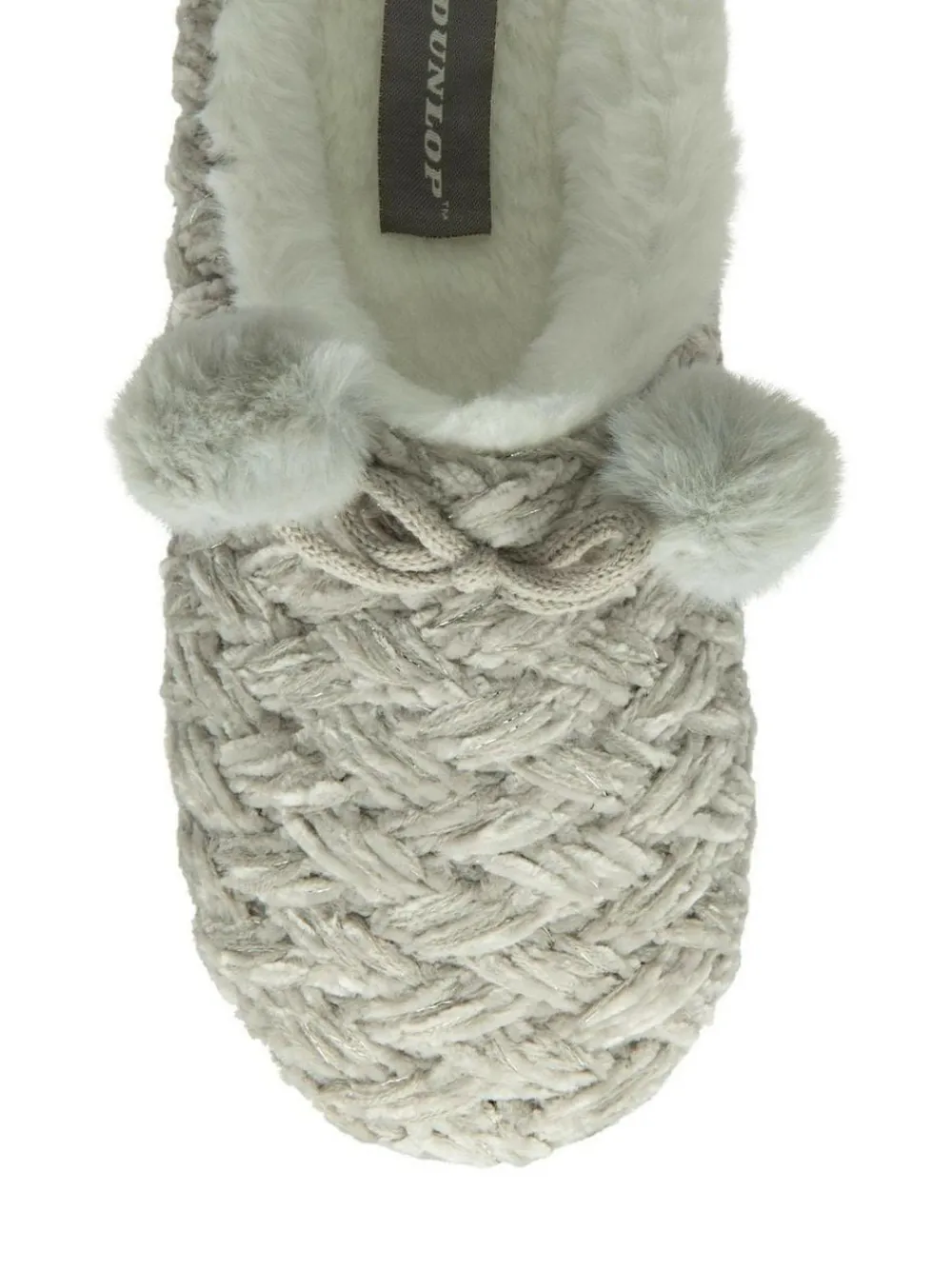Best Dunlop Ladies Knitted Closed Toe Mule Slippers Grey