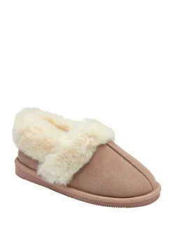 Dunlop Faux Suede Collar Full Slippers^Women Slippers