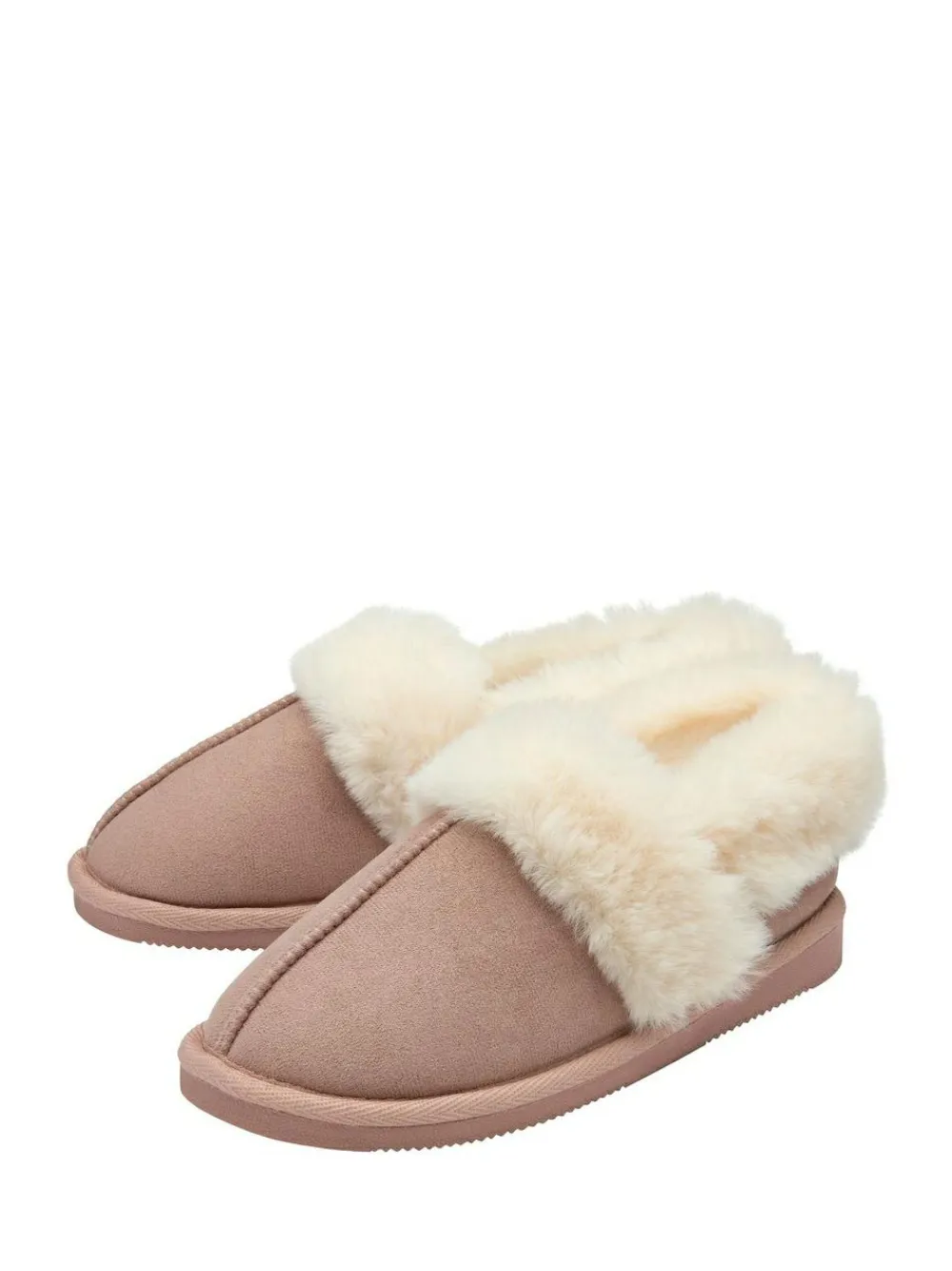 Dunlop Faux Suede Collar Full Slippers^Women Slippers