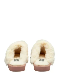 Dunlop Faux Suede Mule Slippers Fur Collar^Women Slippers