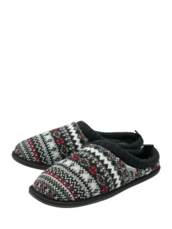 Dunlop Mens Fairisle Pattern Warm Lined Slipper Mules^ Slippers|Slippers