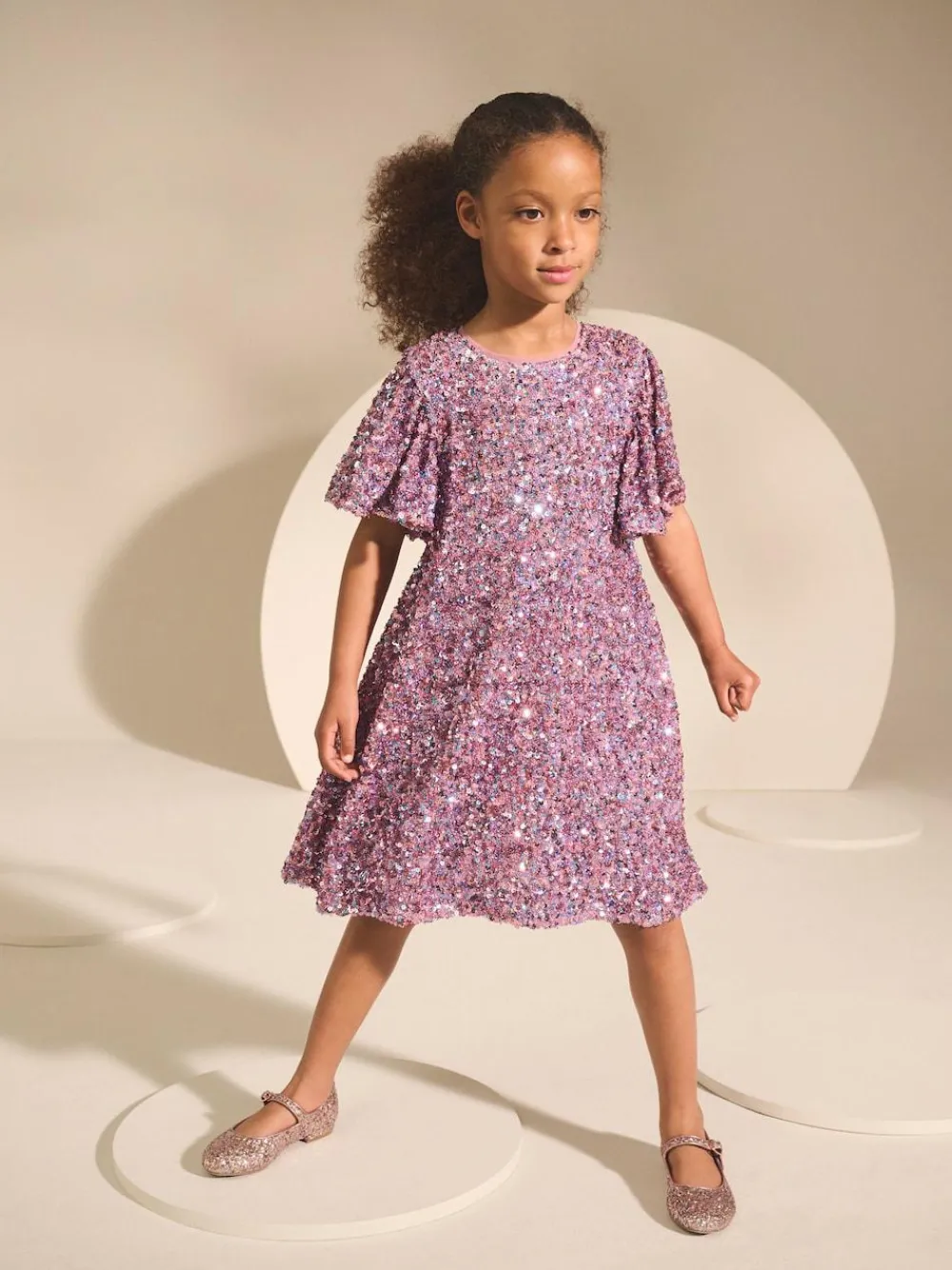 Next Angel Sleeve Sequin Party Dress (3-16yrs)^ Dresses