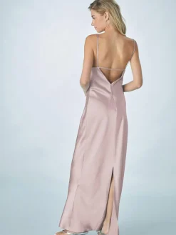 Best Next Dusky Pink Satin Cowl Neck Wedding Guest Bridesmaid Maxi Dress