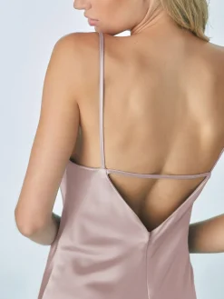 Best Next Dusky Pink Satin Cowl Neck Wedding Guest Bridesmaid Maxi Dress