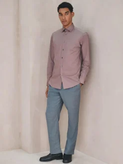 Next Dusky Pink Slim Fit Cotton Stretch Long Sleeve Formal Shirt^ Shirts