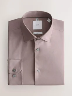 Next Dusky Pink Slim Fit Cotton Stretch Long Sleeve Formal Shirt^ Shirts