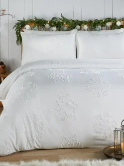 New Duvet Day White Christmas Snow Crystal Tufted Duvet Set