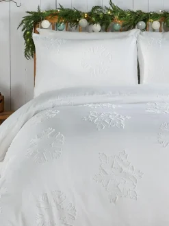 New Duvet Day White Christmas Snow Crystal Tufted Duvet Set