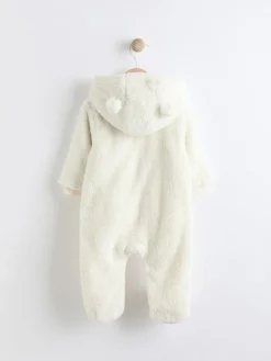 Best Next Ecru Baby Cosy Fleece Hooded All-In-One (0-18mths)