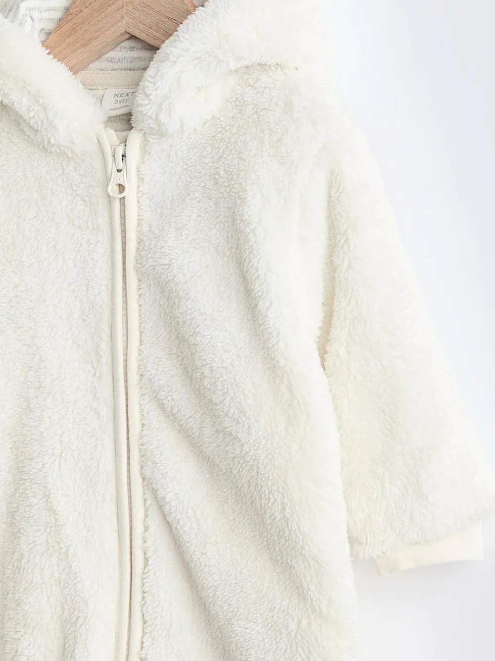 Best Next Ecru Baby Cosy Fleece Hooded All-In-One (0-18mths)