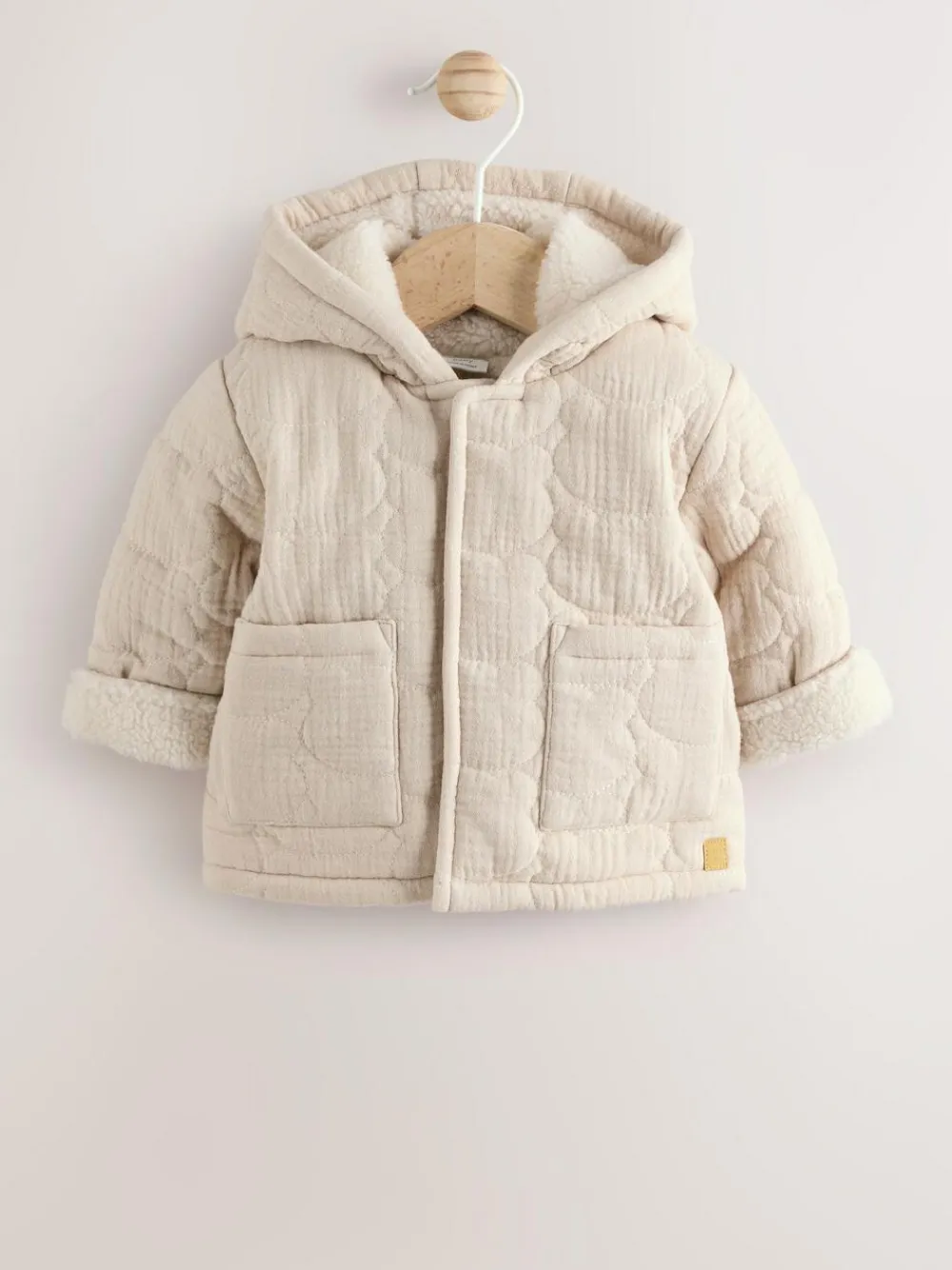 Next Ecru Bear Print Quilted Baby Zip Through Jacket^BOY Unisex|Baby Winter Clothing