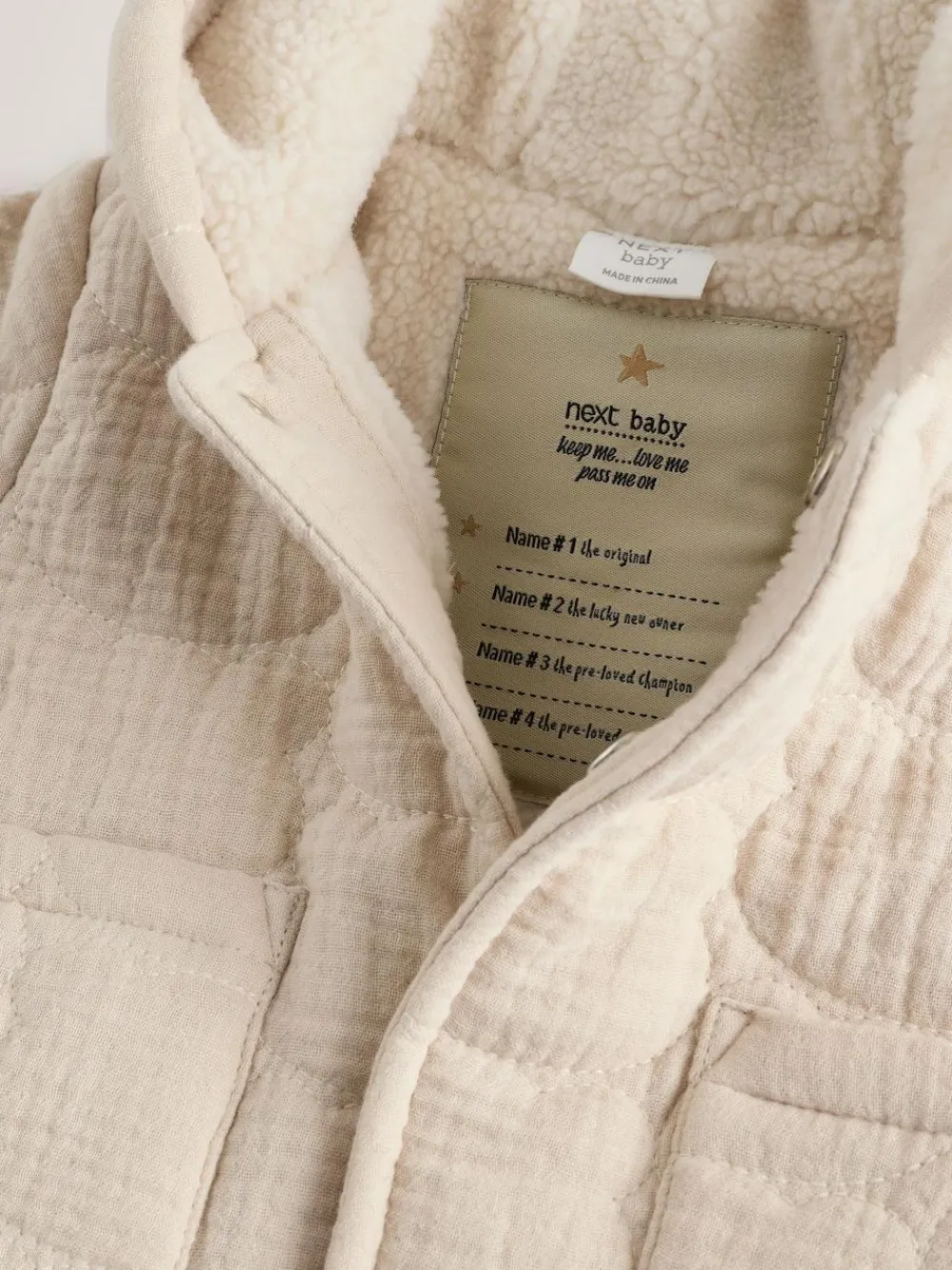 Next Ecru Bear Print Quilted Baby Zip Through Jacket^BOY Unisex|Baby Winter Clothing