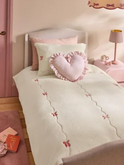Discount Next Ecru Bow Cosy Fleece Duvet Cover and Pillowcase Set