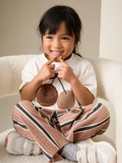 Next Ecru/ Brown Cherry Short Sleeve Top and Barrel Trousers Set (3mths-7yrs)^ Baby Girls|Tops