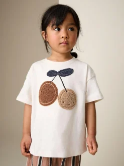 Next Ecru/ Brown Cherry Short Sleeve Top and Barrel Trousers Set (3mths-7yrs)^ Baby Girls|Tops