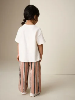 Next Ecru/ Brown Cherry Short Sleeve Top and Barrel Trousers Set (3mths-7yrs)^ Baby Girls|Tops