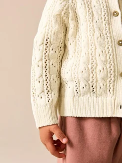 Next Ecru Cable Cardigan (3mths-7yrs)^ Knitwear|Knitwear