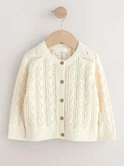 Next Ecru Cable Cardigan (3mths-7yrs)^ Knitwear|Knitwear