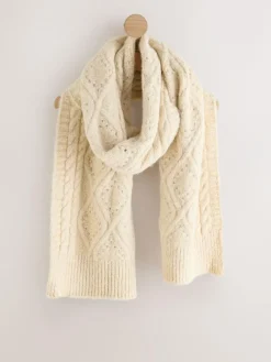 Next Ecru Cable Knit Cosy Scarf^Women Hats, Gloves & Scarves|Hats, Gloves & Scarves
